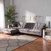 Baxton Studio Galena Contemporary Grey Velvet and Black Metal Sleeper Sectional Sofa with Left Facing Chaise 182-11702-Zoro